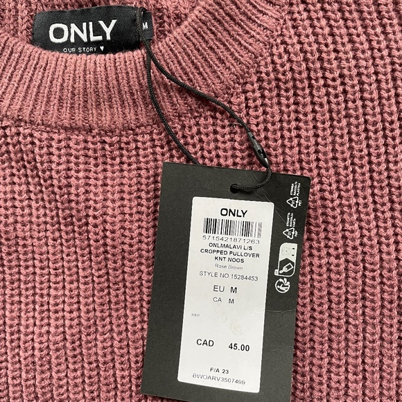 NWT ONLY OUR STORY ONLMALAVI CROPPED PULLOVER SZ M - Picture 5 of 8